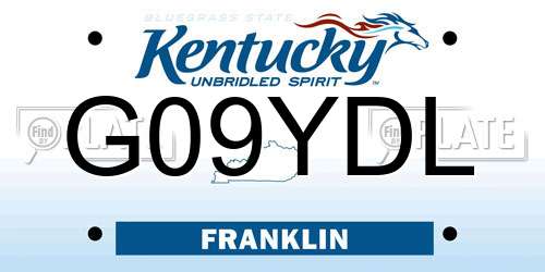 G09YDL Kentucky License Plate