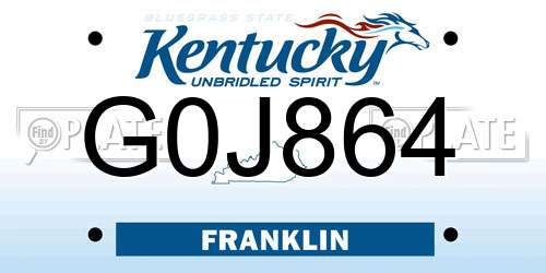 G0J864 Kentucky License Plate