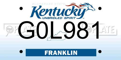 G0L981 Kentucky License Plate