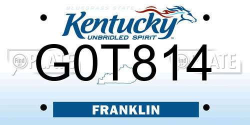G0T814 Kentucky License Plate