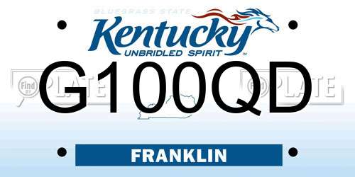 G100QD Kentucky License Plate
