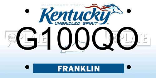 G100QO Kentucky License Plate