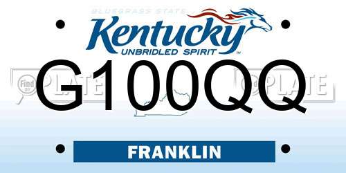 G100QQ Kentucky License Plate