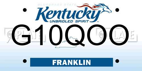 G10QOO Kentucky License Plate
