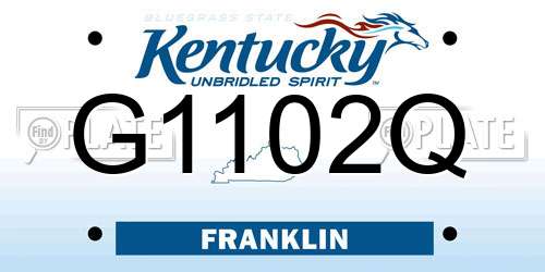 G1102Q Kentucky License Plate