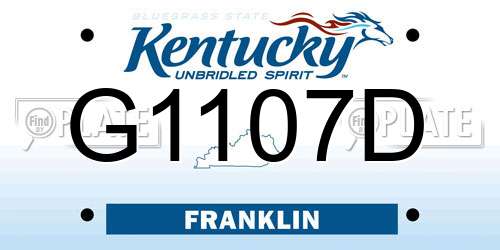G1107D Kentucky License Plate