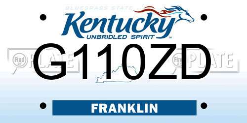 G110ZD Kentucky License Plate