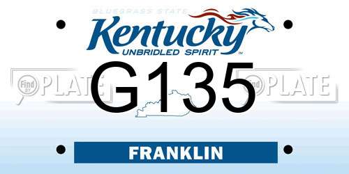 G135 Kentucky License Plate