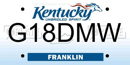 G18DMW Kentucky License Plate