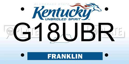 G18UBR Kentucky License Plate