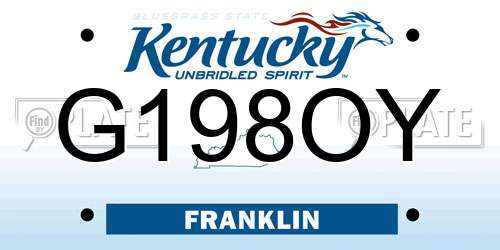 G198OY Kentucky License Plate