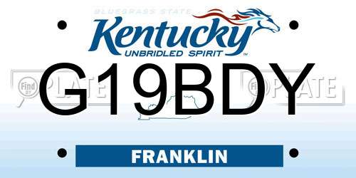 G19BDY Kentucky License Plate