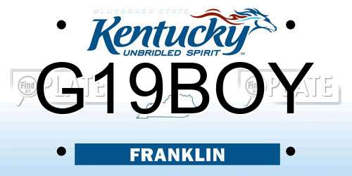 G19BOY Kentucky License Plate