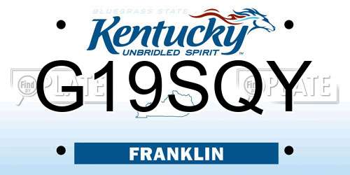G19SQY Kentucky License Plate