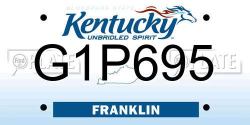 G1P695 Kentucky License Plate