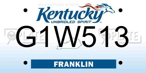 G1W513 Kentucky License Plate