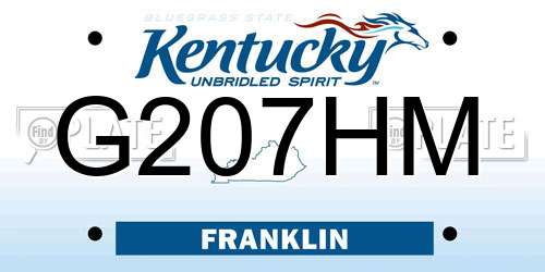 G207HM Kentucky License Plate