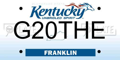 G20THE Kentucky License Plate