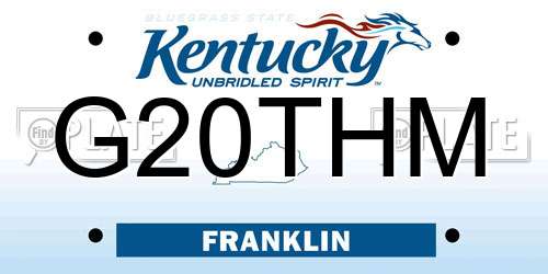G20THM Kentucky License Plate