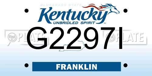 G2297I Kentucky License Plate