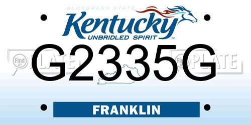 G2335G Kentucky License Plate