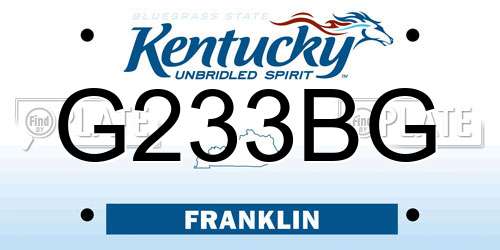 G233BG Kentucky License Plate