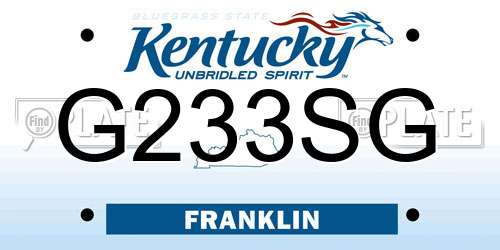 G233SG Kentucky License Plate