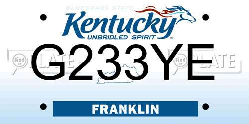 G233YE Kentucky License Plate