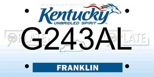 G243AL Kentucky License Plate