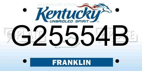 G25554B Kentucky License Plate