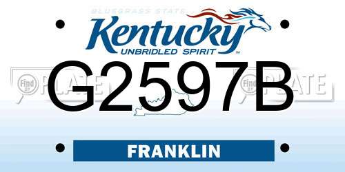 G2597B Kentucky License Plate