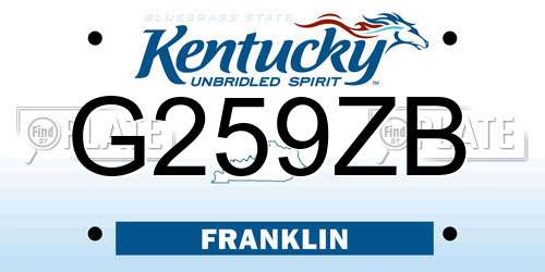 G259ZB Kentucky License Plate