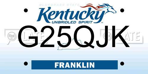 G25QJK Kentucky License Plate