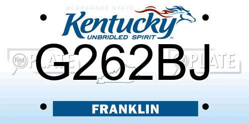 G262BJ Kentucky License Plate