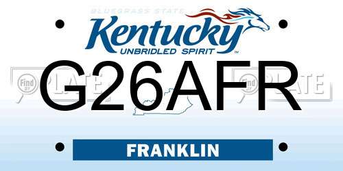 G26AFR Kentucky License Plate