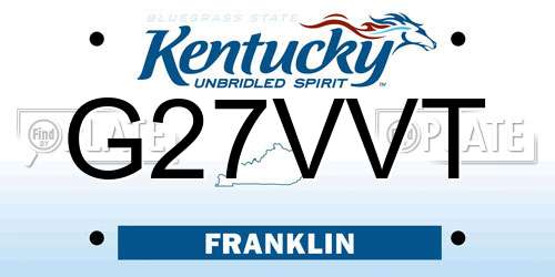 G27VVT Kentucky License Plate
