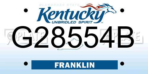 G28554B Kentucky License Plate