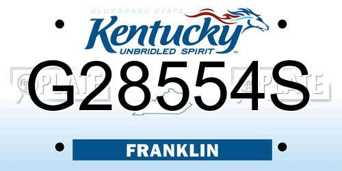 G28554S Kentucky License Plate