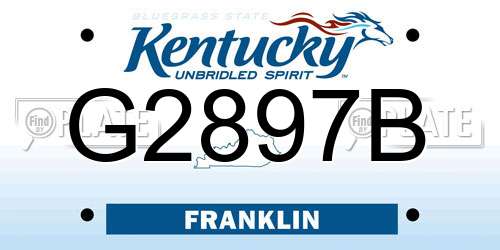 G2897B Kentucky License Plate