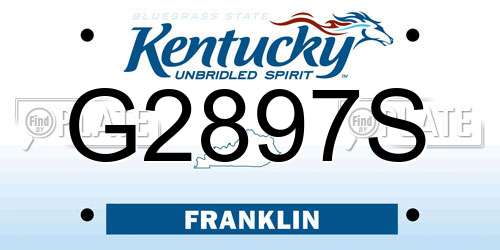 G2897S Kentucky License Plate