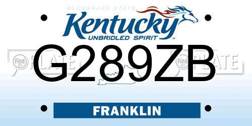 G289ZB Kentucky License Plate