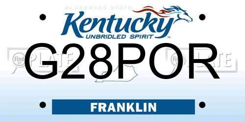 G28POR Kentucky License Plate
