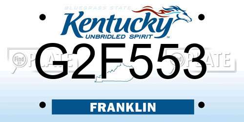 G2F553 Kentucky License Plate