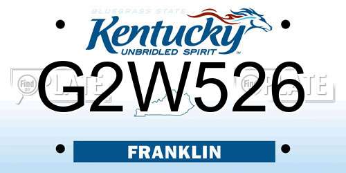 G2W526 Kentucky License Plate