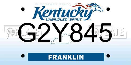 G2Y845 Kentucky License Plate