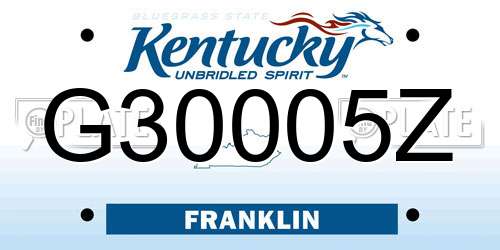 G30005Z Kentucky License Plate