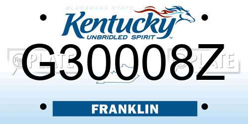 G30008Z Kentucky License Plate