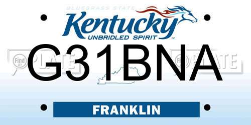 G31BNA Kentucky License Plate
