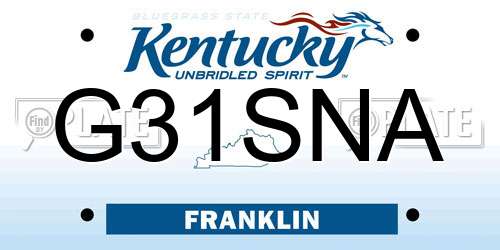 G31SNA Kentucky License Plate