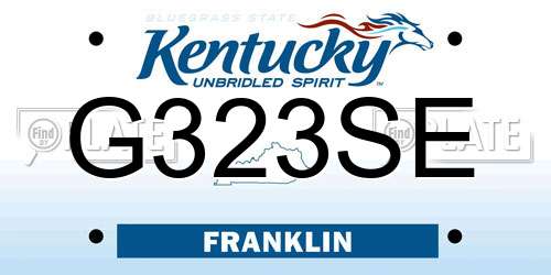 G323SE Kentucky License Plate